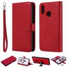 For Huawei Honor 10 Lite Solid Color Horizontal Flip Protective Case with Holder & Card Slots & Wallet & Photo Frame & Lanyard(Red) - 1