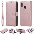 For Huawei Honor 10 Lite Solid Color Horizontal Flip Protective Case with Holder & Card Slots & Wallet & Photo Frame & Lanyard(Rose Gold) - 1