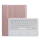 A07B-A Lambskin Texture Square Keycap Bluetooth Keyboard Leather Case with Touch Control For iPad 9.7 2018 & 2017 / Pro 9.7 inch / Air 2(Rose Gold) - 1