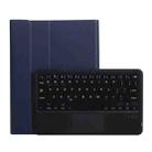 A102B-A Lambskin Texture Square Keycap Bluetooth Keyboard Leather Case with Touch Control For iPad Pro 10.5 inch / 10.2 2021 & 2020 & 2019 / Air 3(Blue) - 1