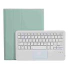 A102B-A Lambskin Texture Square Keycap Bluetooth Keyboard Leather Case with Touch Control For iPad Pro 10.5 inch / 10.2 2021 & 2020 & 2019 / Air 3(Light Green) - 1