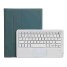 A102B-A Lambskin Texture Square Keycap Bluetooth Keyboard Leather Case with Touch Control For iPad Pro 10.5 inch / 10.2 2021 & 2020 & 2019 / Air 3(Dark Green) - 1