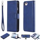 For iPhone 6 / 7 / 8 Solid Color Horizontal Flip Protective Case with Holder & Card Slots & Wallet & Photo Frame & Lanyard(Blue) - 1