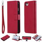 For iPhone 6 / 7 / 8 Solid Color Horizontal Flip Protective Case with Holder & Card Slots & Wallet & Photo Frame & Lanyard(Red) - 1