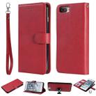 For iPhone 6 Plus / 7 Plus / 8 Plus Solid Color Horizontal Flip Protective Case with Holder & Card Slots & Wallet & Photo Frame & Lanyard(Red) - 1