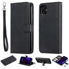 For iPhone 11 Solid Color Horizontal Flip Protective Case with Holder & Card Slots & Wallet & Photo Frame & Lanyard(Black) - 1