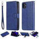 For iPhone 11 Solid Color Horizontal Flip Protective Case with Holder & Card Slots & Wallet & Photo Frame & Lanyard(Blue) - 1