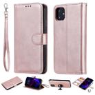 For iPhone 11 Solid Color Horizontal Flip Protective Case with Holder & Card Slots & Wallet & Photo Frame & Lanyard(Rose Gold) - 1