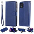 For iPhone 11 Pro Solid Color Horizontal Flip Protective Case with Holder & Card Slots & Wallet & Photo Frame & Lanyard(Blue) - 1