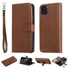 For iPhone 11 Pro Max Solid Color Horizontal Flip Protective Case with Holder & Card Slots & Wallet & Photo Frame & Lanyard(Brown) - 1