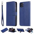 For iPhone 11 Pro Max Solid Color Horizontal Flip Protective Case with Holder & Card Slots & Wallet & Photo Frame & Lanyard(Blue) - 1