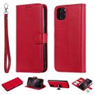 For iPhone 11 Pro Max Solid Color Horizontal Flip Protective Case with Holder & Card Slots & Wallet & Photo Frame & Lanyard(Red) - 1