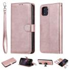 For iPhone 11 Pro Max Solid Color Horizontal Flip Protective Case with Holder & Card Slots & Wallet & Photo Frame & Lanyard(Rose Gold) - 1