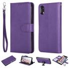 For iPhone XR Solid Color Horizontal Flip Protective Case with Holder & Card Slots & Wallet & Photo Frame & Lanyard(Purple) - 1