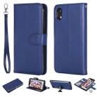 For iPhone XR Solid Color Horizontal Flip Protective Case with Holder & Card Slots & Wallet & Photo Frame & Lanyard(Blue) - 1