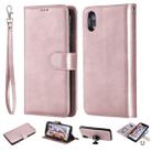 For iPhone XR Solid Color Horizontal Flip Protective Case with Holder & Card Slots & Wallet & Photo Frame & Lanyard(Rose Gold) - 1