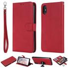 For iPhone XS Max Solid Color Horizontal Flip Protective Case with Holder & Card Slots & Wallet & Photo Frame & Lanyard(Red) - 1