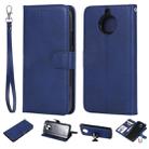 For Motorola Moto G5s Solid Color Horizontal Flip Protective Case with Holder & Card Slots & Wallet & Photo Frame & Lanyard(Blue) - 1