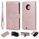 For Motorola Moto G6 Solid Color Horizontal Flip Protective Case with Holder & Card Slots & Wallet & Photo Frame & Lanyard(Rose Gold) - 1