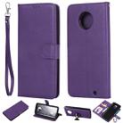 For Motorola Moto G6 Plus Solid Color Horizontal Flip Protective Case with Holder & Card Slots & Wallet & Photo Frame & Lanyard(Purple) - 1