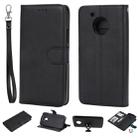 For Motorola Moto G5 Solid Color Horizontal Flip Protective Case with Holder & Card Slots & Wallet & Photo Frame & Lanyard(Black) - 1