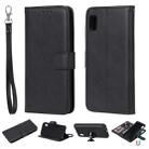 For Galaxy A10e Solid Color Horizontal Flip Protective Case with Holder & Card Slots & Wallet & Photo Frame & Lanyard(Black) - 1