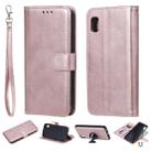For Galaxy A10e Solid Color Horizontal Flip Protective Case with Holder & Card Slots & Wallet & Photo Frame & Lanyard(Rose Gold) - 1