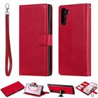 For Galaxy Note 10 Solid Color Horizontal Flip Protective Case with Holder & Card Slots & Wallet & Photo Frame & Lanyard(Red) - 1