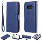 For Galaxy S8 Solid Color Horizontal Flip Protective Case with Holder & Card Slots & Wallet & Photo Frame & Lanyard(Blue) - 1