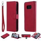 For Galaxy S8 Solid Color Horizontal Flip Protective Case with Holder & Card Slots & Wallet & Photo Frame & Lanyard(Red) - 1