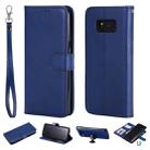 For Galaxy S8+ Solid Color Horizontal Flip Protective Case with Holder & Card Slots & Wallet & Photo Frame & Lanyard(Blue) - 1