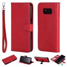 For Galaxy S8+ Solid Color Horizontal Flip Protective Case with Holder & Card Slots & Wallet & Photo Frame & Lanyard(Red) - 1
