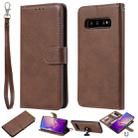 For Galaxy S10 Solid Color Horizontal Flip Protective Case with Holder & Card Slots & Wallet & Photo Frame & Lanyard(Brown) - 1