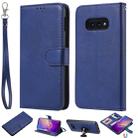 For Galaxy S10e Solid Color Horizontal Flip Protective Case with Holder & Card Slots & Wallet & Photo Frame & Lanyard(Blue) - 1