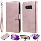 For Galaxy S10e Solid Color Horizontal Flip Protective Case with Holder & Card Slots & Wallet & Photo Frame & Lanyard(Rose Gold) - 1
