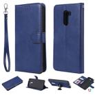 For Xiaomi Pocophone F1 Solid Color Horizontal Flip Protective Case with Holder & Card Slots & Wallet & Photo Frame & Lanyard(Blue) - 1