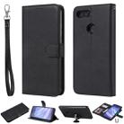 For Xiaomi Mi 8 Lite Solid Color Horizontal Flip Protective Case with Holder & Card Slots & Wallet & Photo Frame & Lanyard(Black) - 1