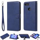 For Xiaomi Mi 8 Lite Solid Color Horizontal Flip Protective Case with Holder & Card Slots & Wallet & Photo Frame & Lanyard(Blue) - 1