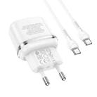 hoco N24 Victorious Single Port Type-C PD20W Charger + Type-C to Type-C Cable, EU Plug(White) - 1
