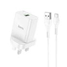 hoco NK5 Seal Single USB Port QC3.0 Charger + USB to Micro Cable, UK Plug(White) - 1