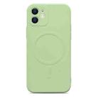 For iPhone 12 mini Liquid Silicone Full Coverage Magsafe Phone Case (Green) - 1