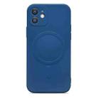 For iPhone 12 mini Liquid Silicone Full Coverage Magsafe Phone Case (Blue) - 1