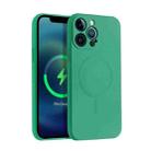 For iPhone 12 Pro Max Liquid Silicone Full Coverage Magsafe Phone Case(Dark Green) - 1