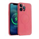 For iPhone 11 Pro Max Liquid Silicone Full Coverage Magsafe Phone Case (Red) - 1