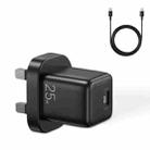 JOYROOM L-P251 PD 25W USB-C / Type-C Mini Intelligent Fast Charger with USB-C / Type-C to USB-C / Type-C Data Cable, UK Plug(Black) - 1