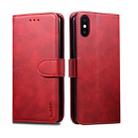 For iPhone X / XS GUSSIM Magnetic Horizontal Flip Leather Case with Holder & Card Slots & & Wallet(Red) - 1