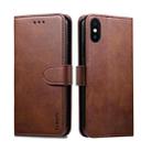 For iPhone XR GUSSIM Magnetic Horizontal Flip Leather Case with Holder & Card Slots & Wallet(Brown) - 1