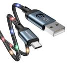 JOYROOM S-1230N16 3A USB to USB-C / Type-C Data Cable with Voice Control LED Light, Cable Length: 1.2m(Grey) - 1