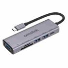 amalink 95120D Type-C / USB-C to SD/TF + 3 Ports USB + PD 3.0 Multi-function HUB (Grey) - 1