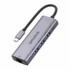 amalink 95121D Type-C / USB-C to RJ45 + 3 Ports USB + PD 3.0 Multi-function HUB(Grey) - 1